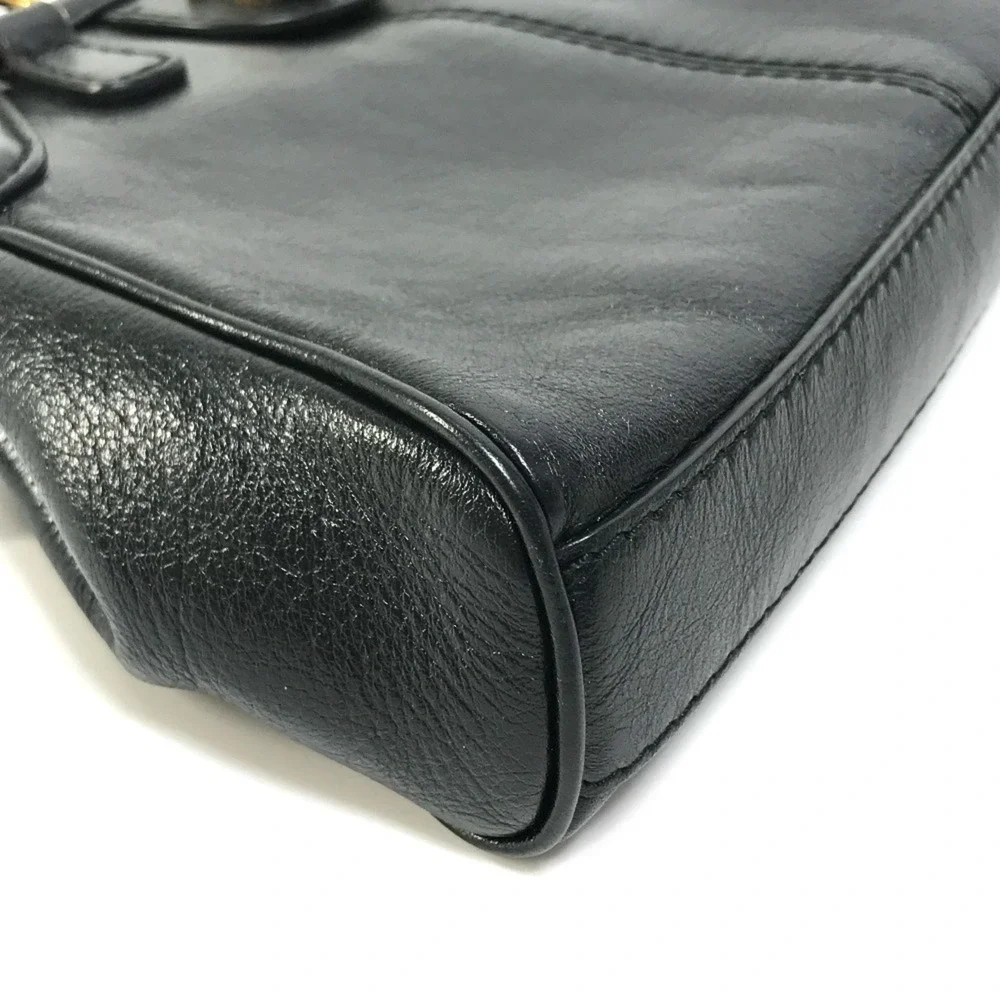 GUCCI Authentic Black Leather GG Marmont Shoulder Bag - Picture 9 of 16